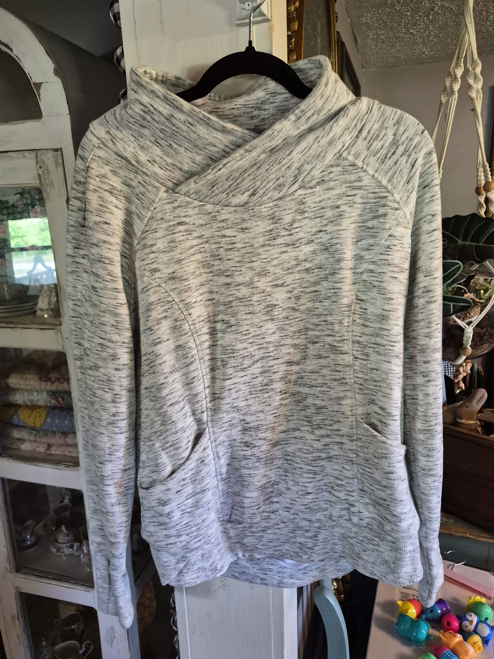 90 Degree by Reflex pullover sweatshirt features a distinctive wrap-neck design